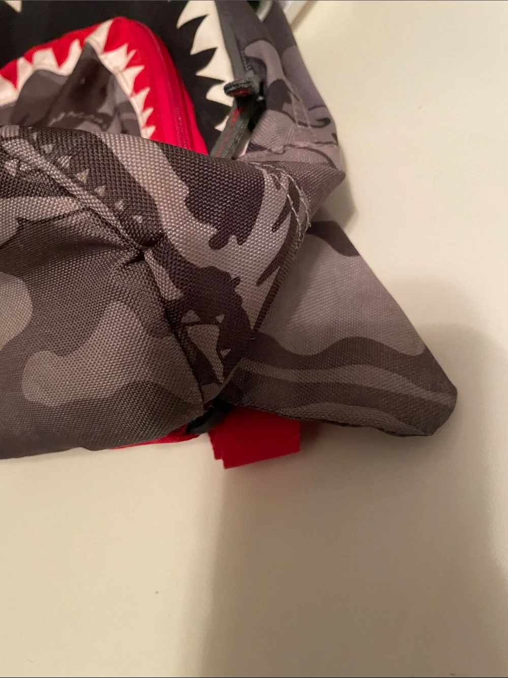 GAP Gray Camo Shark-Teeth Backpack with Red Trim